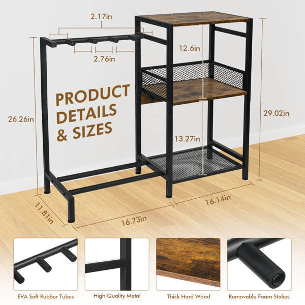 Nisorpa Guitar Stand With Storage Shelf Wood Guitars Display Stand